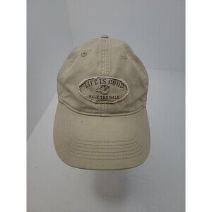 Life is Good Patch Hat "Walk The Walk" Outdoor Hiker Casual Tan Adjustable